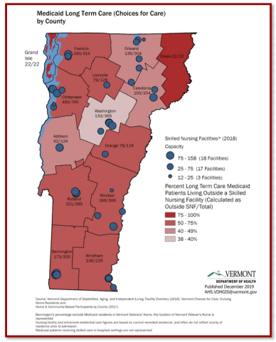 Medicaid Long Term Care (Choices for Care) by County Map 